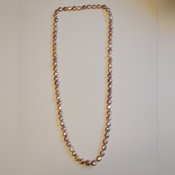 Peachy Pink Coin Freshwater Pearl Opera Length Necklce - Picture 4 of 9